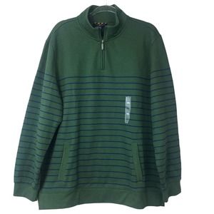 NWT Club Room Men's Fleece Lined Striped 1/2 Zip Pullover - XXL